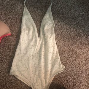 White One piece lace swimsuit